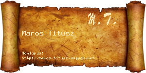 Maros Titusz névjegykártya